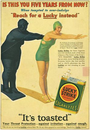 Vintage ad from the exhibit Not a Cough in a Car Load: Images Used by Tobacco Companies to Hide the Hazards of Smoking.